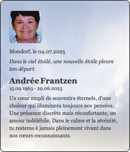 Traueranzeige für Andrée Frantzen