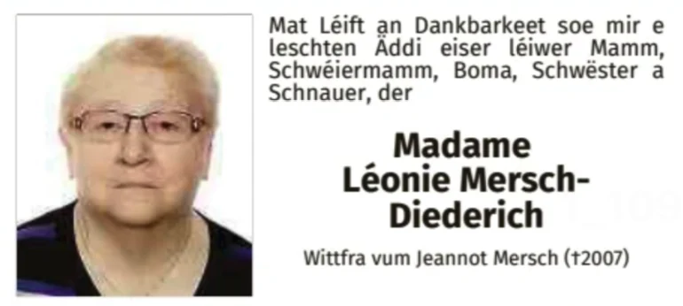 Traueranzeige für Léonie Mersch-Diederich