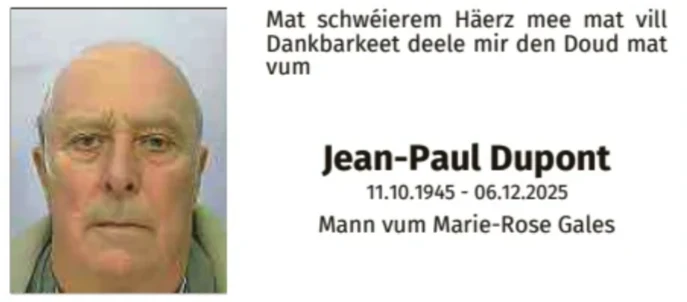 Traueranzeige für Jean-Paul Dupont
