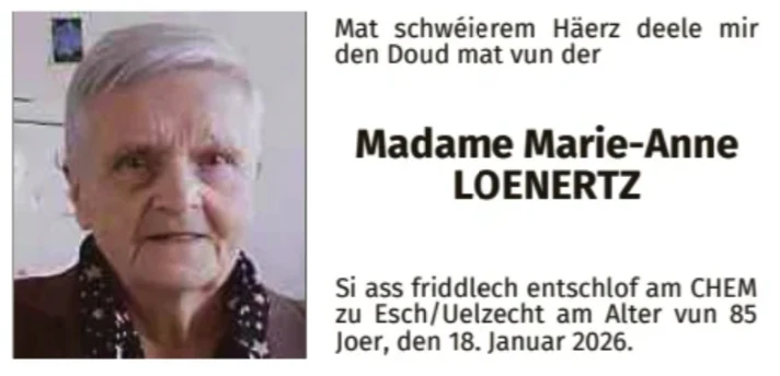 Traueranzeige für Marie-Anne Loenertz