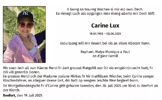 Traueranzeige für Carine Lux