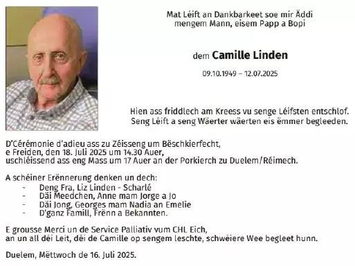 Traueranzeige für Camille Linden