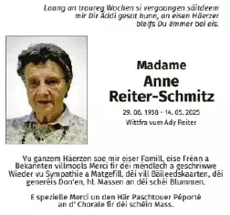 Traueranzeige für Anne Reiter - Schmitz