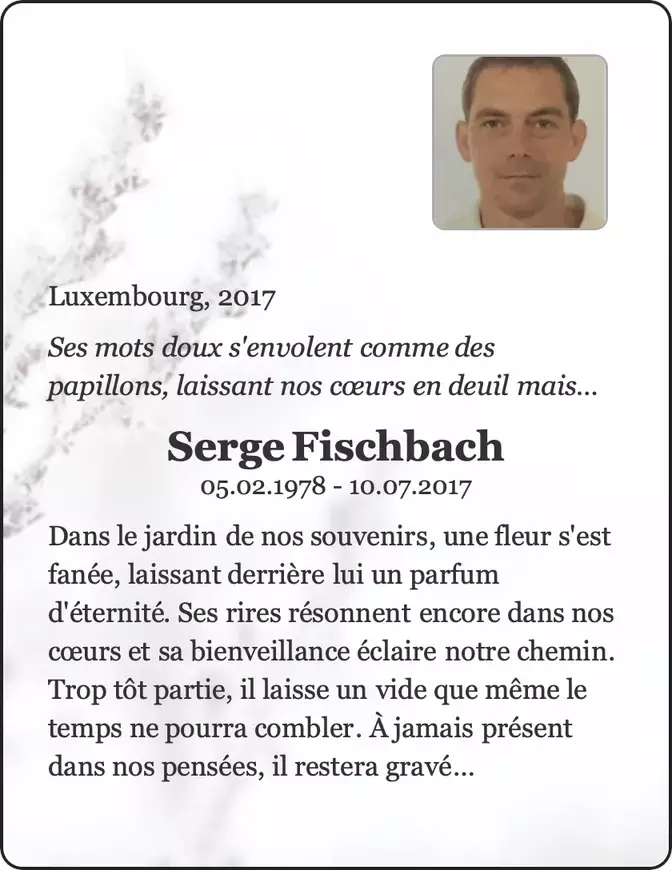 Traueranzeige für Serge Fischbach