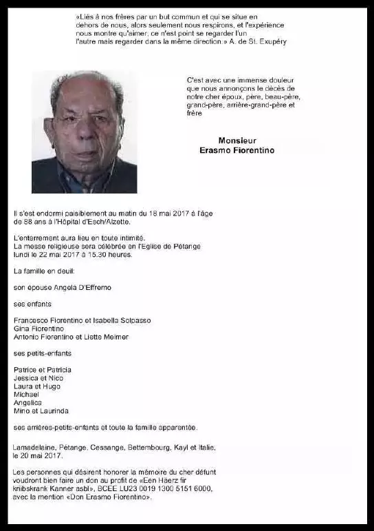 Traueranzeige für Erasmo Fiorentino