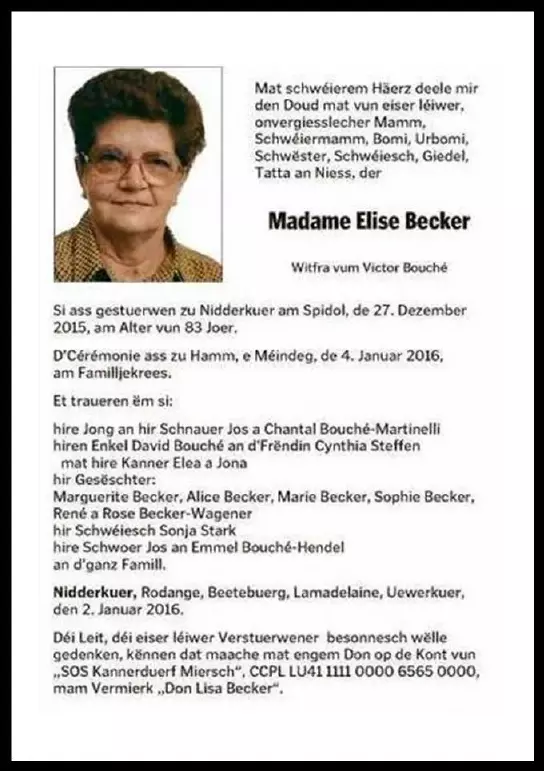 Traueranzeige für Elise Becker