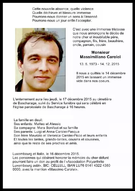 Traueranzeige für Massimiliano Carolei