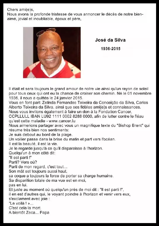 Traueranzeige für José Da Silva