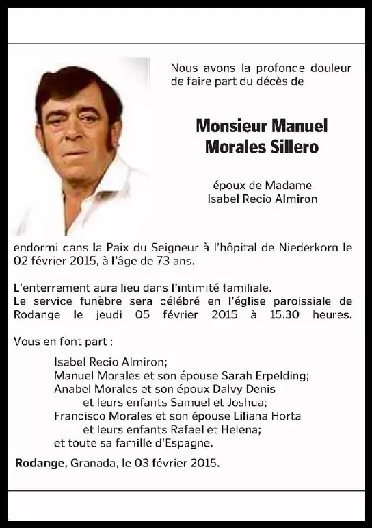 Traueranzeige für Manuel Morales Sillero