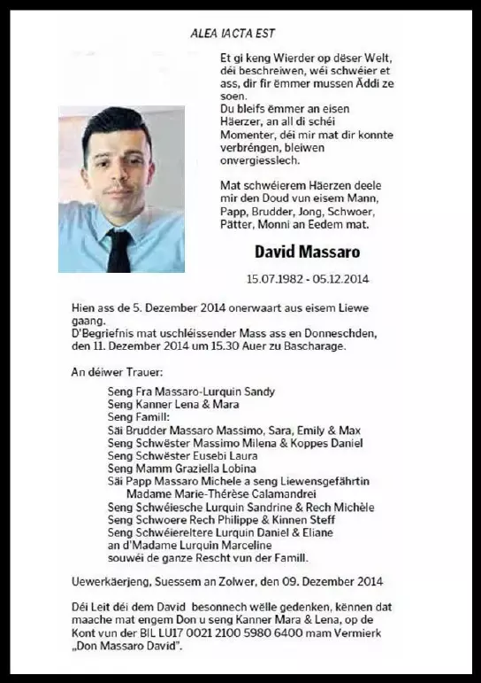 Traueranzeige für David Massaro