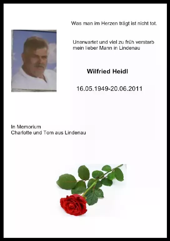 Traueranzeige für Wilfried Heidl