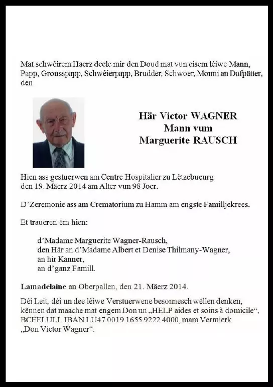 Traueranzeige für Victor WAGNER