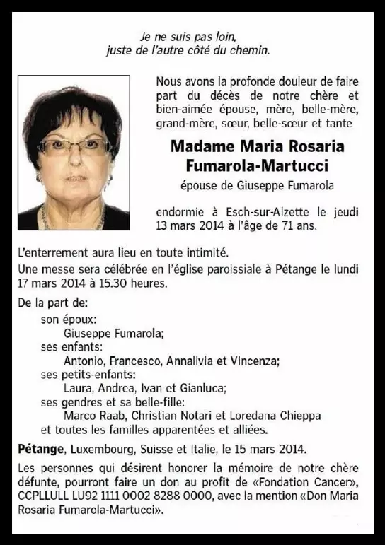 Traueranzeige für Maria Rosaria Fumarola-Martucci