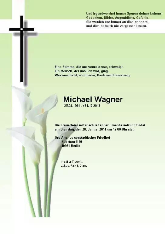 Traueranzeige für Michael Wagner