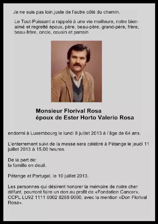 Traueranzeige für Florival Rosa