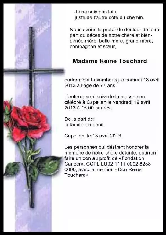 Traueranzeige für Reine Touchard