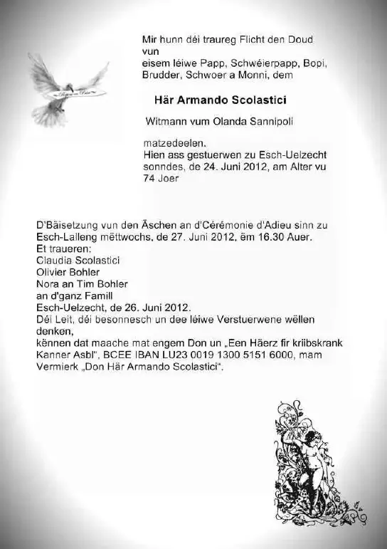 Traueranzeige für Armando Scolastici