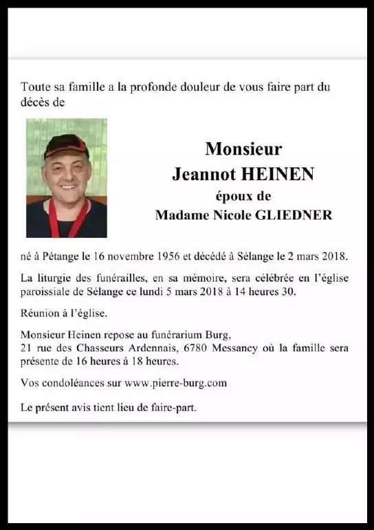 Traueranzeige für Jeannot HEINEN