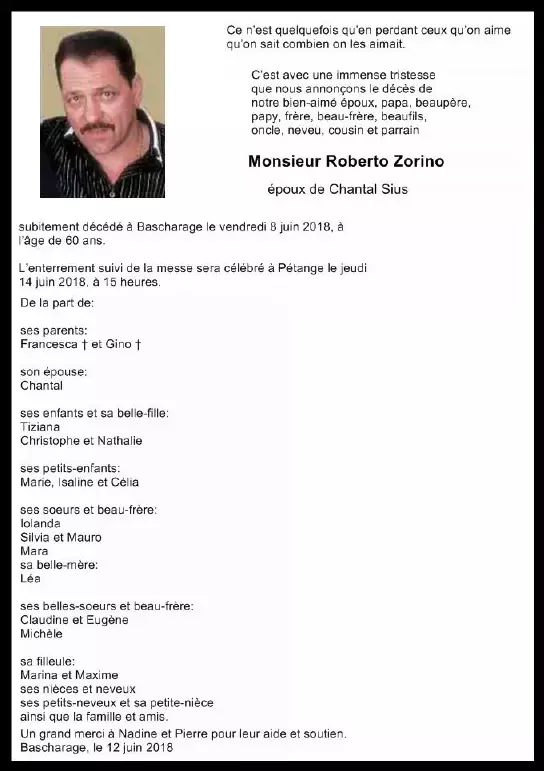 Traueranzeige für Roberto Zorino