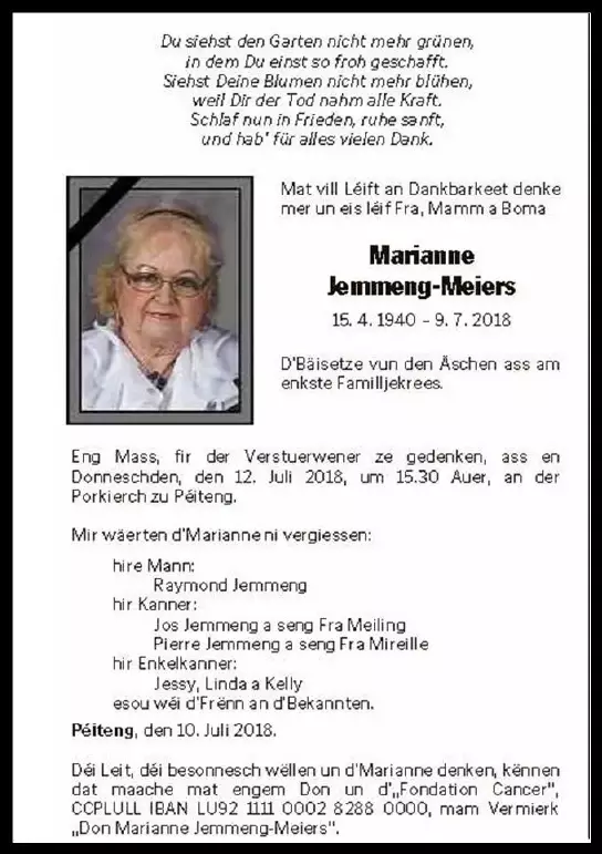 Traueranzeige für Marianne Jemmeng-Meiers