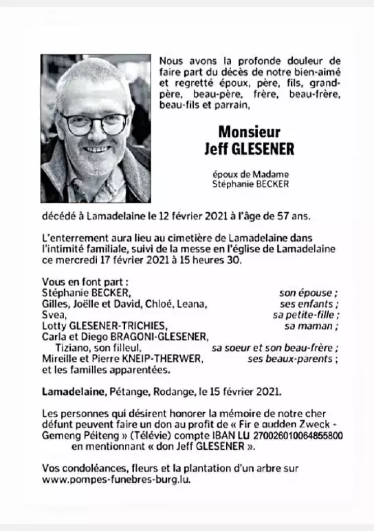 Traueranzeige für Jeff GLESENER