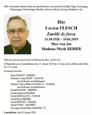 Traueranzeige für Lucien Flesch