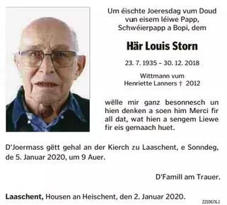 Traueranzeige für Louis Storn