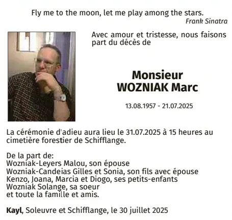 Traueranzeige für Marc Wozniak