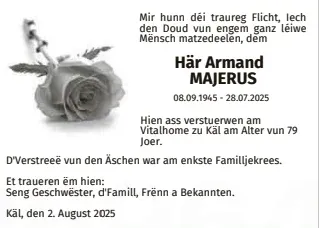 Traueranzeige für Armand Majerus
