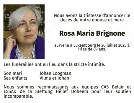 Traueranzeige für Rosa Maria Brignone