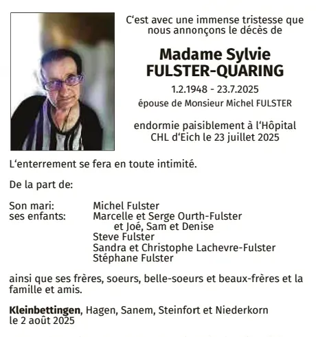Traueranzeige für Sylvie Fulster-Quaring