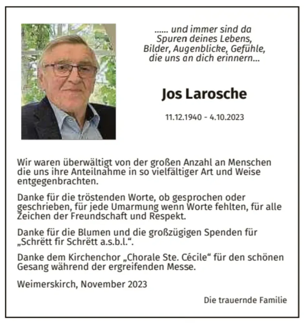 Traueranzeige für Jos Laroche