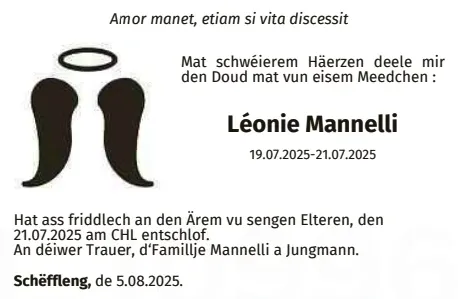 Traueranzeige für Léonie Mannelli