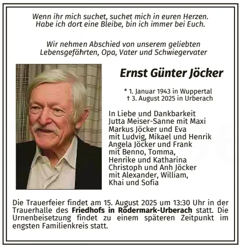 Traueranzeige für Ernst Günter Jöcker