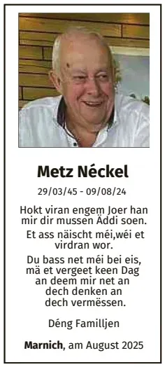 Traueranzeige für Néckel Metz