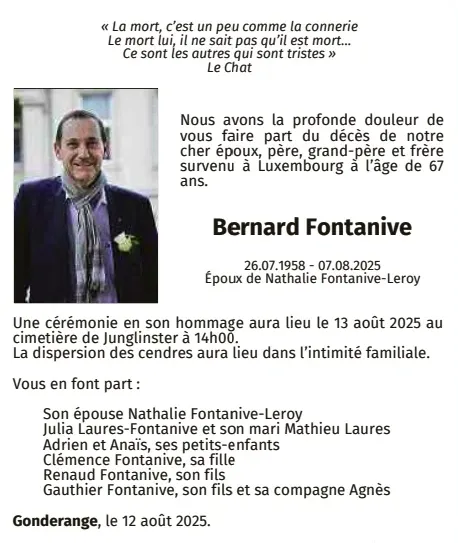Traueranzeige für Bernard Fontanive