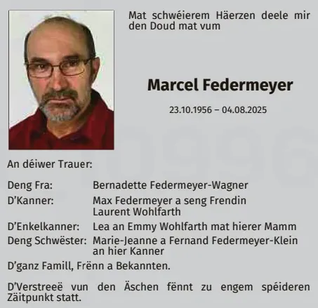 Traueranzeige für Marcel Federmeyer