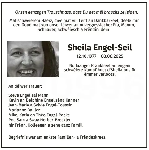 Traueranzeige für Sheila Engel-Seil