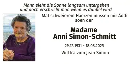 Traueranzeige für Anni Simon-Schmitt