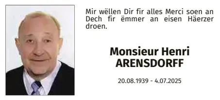 Traueranzeige für Henri Arensdorff