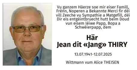 Traueranzeige für Jean Thiry