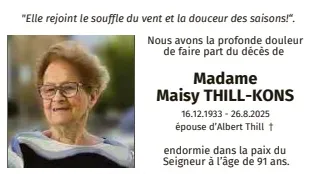 Traueranzeige für Maisy Thill-Kons