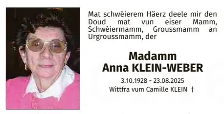 Traueranzeige für Anna Klein-Weber