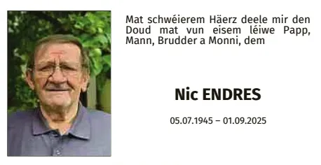 Traueranzeige für Nic Endres