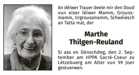 Traueranzeige für Marthe Thilgen-Reuland
