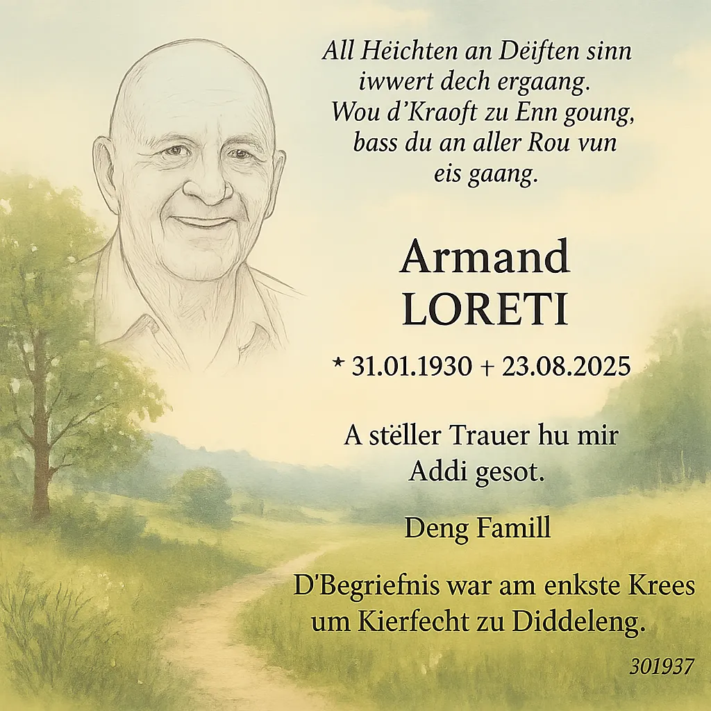 Traueranzeige für Armand Loreti