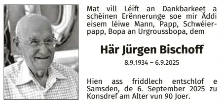 Traueranzeige für Jürgen Bischoff