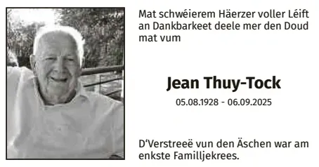 Traueranzeige für Jean Thuy-Tock