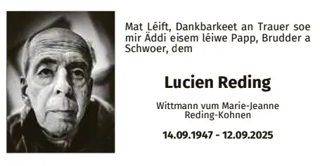 Traueranzeige für Lucien Reding