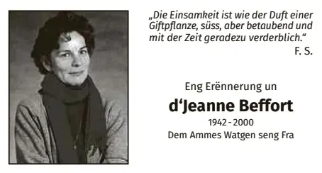 Traueranzeige für Jeanne Beffort